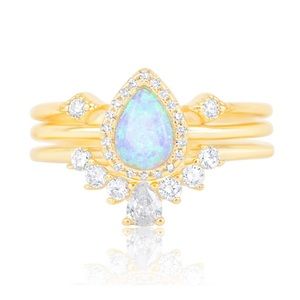 Melinda María SOLEIL STACKING RING SET opal/gold